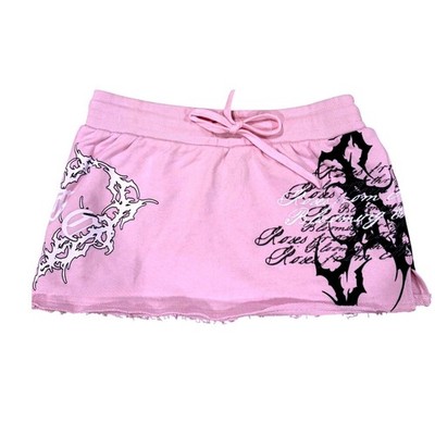 Civil Regime Deadly Alliance Mini Skirt Baby Pink Graphics M