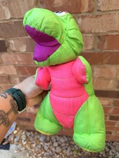 Vintage Fisher Price Nylon Puffalump Dinosaur Plush Squeaky Squishy Green Dino