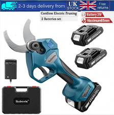 2 Batteries Brushless Electric Secateurs Garden Cordless Pruning Shears 21V UK