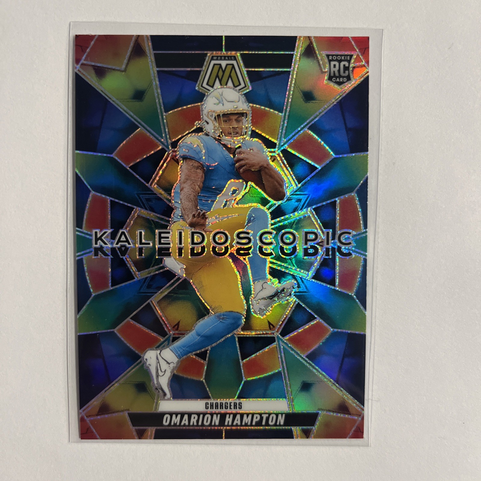 2025 Mosaic Omarion Hampton Kaleidoscopic Case Hit SSP RC Chargers