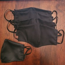 Washable Black Cloth Face Masks 5 Pieces Adult Elastic Ear Bands NEW PPE