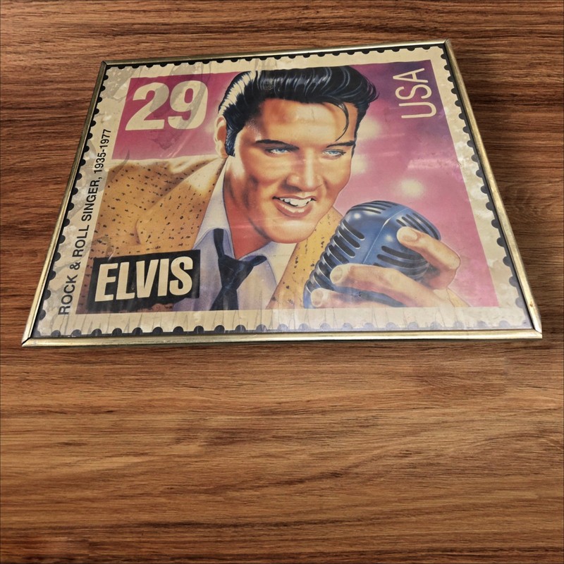 Rare Framed 1992 Elvis Presley Replica 29 Cent Stamp Poster 
