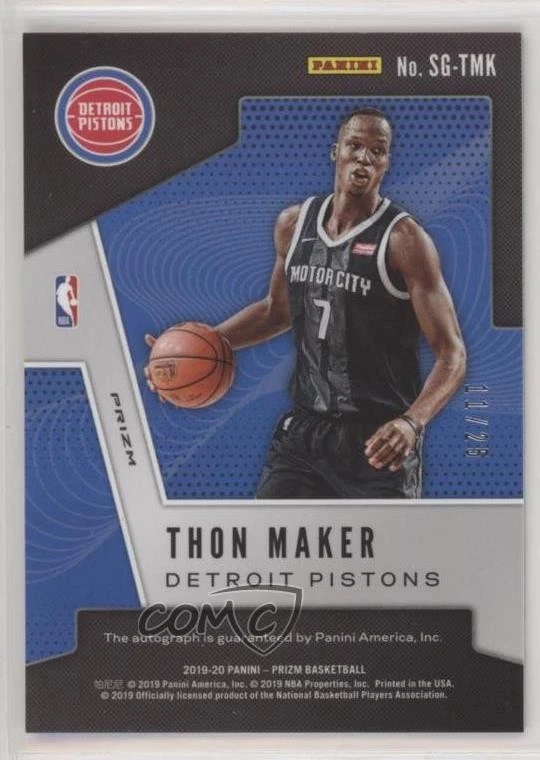 2019-20 Panini Prizm Signatures FOTL Green Shimmer /25 Thon Maker #SG-TMK Auto - Image 2 of 2