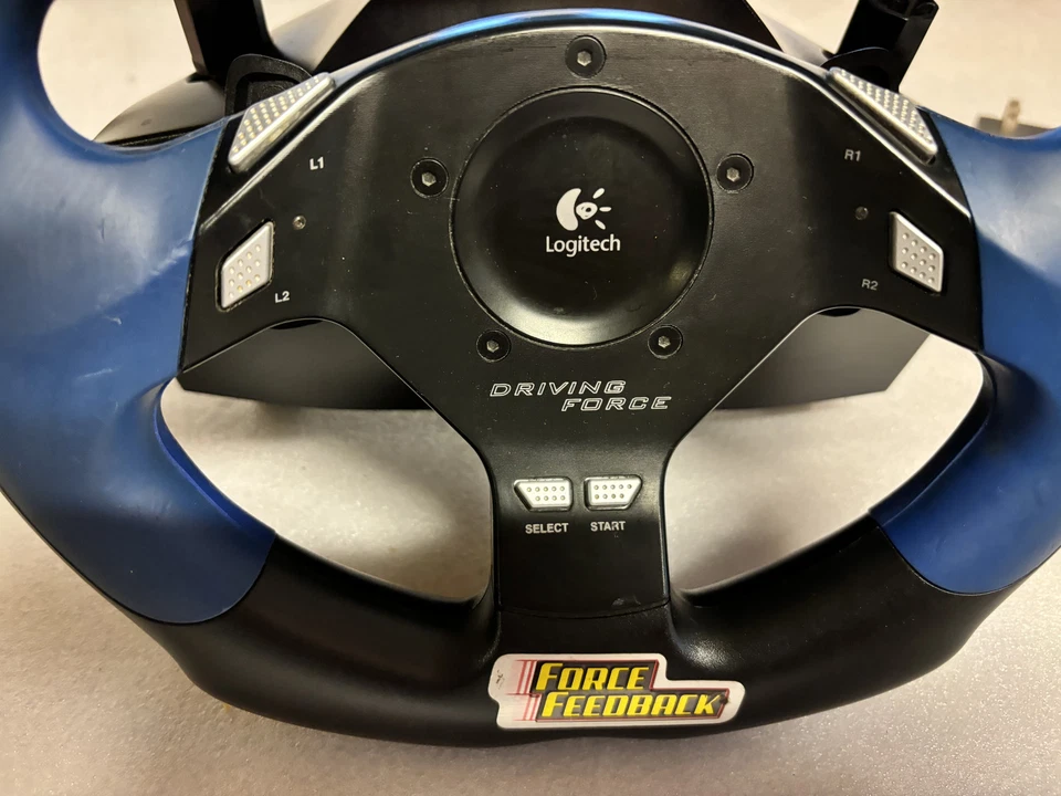 PS2 Logitech Driving Force Feedback Racing Steering Wheel & Pedals Untested - Image 3 of 4