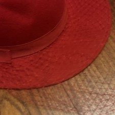 Vintage Lancaster Women’s Red Wool Felt Hat Veiled Trim Made in USA