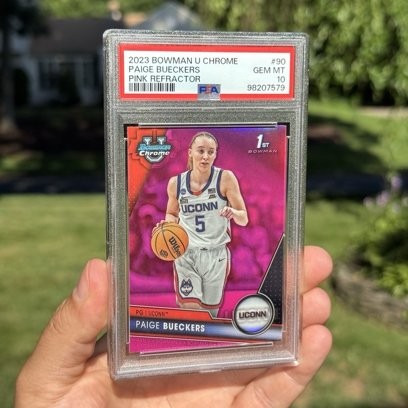 2023 Bowman University Chrome Paige Bueckers #90 Pink Refractor PSA 10 Rookie RC