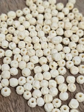 160+ PCS ANTIQUE WHITE CARVED ROUND BUFFALO BONE BEADS 4 MM