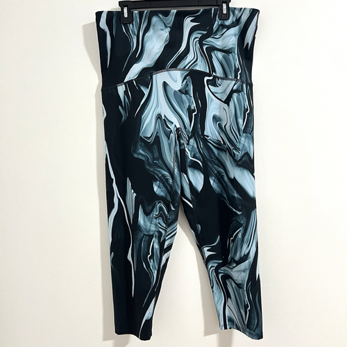 Spanx Leggings Donna 2X Nero Teal Marble Booty Boost 7/8 Palestra Yoga Crop Attivo - Foto 2 di 8