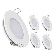 RV Recessed Ceiling Light 2-3/4  Full Aluminum 12V White Finish, Cool White