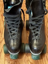 Vintage * Roller Derby Skates Men's Black Boot With Green Urethane Wheels Size 9