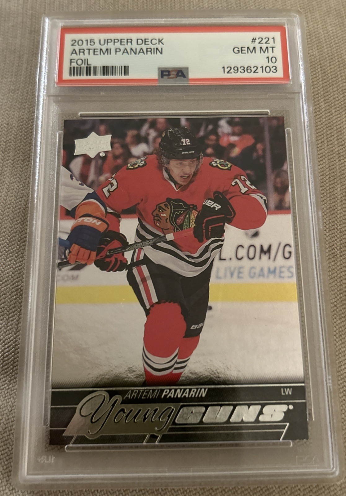 2015 Upper Deck Young Guns #221 Artemi Panarin Foil PSA 10 (low POP)