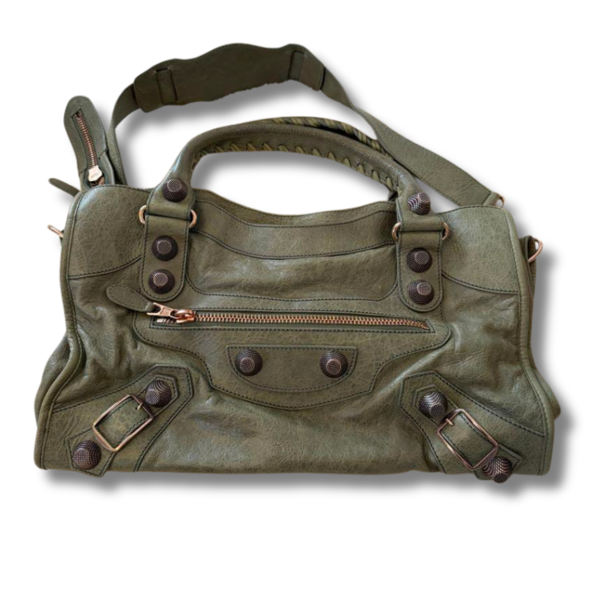BALENCIAGA The City Bag Classic 2Way Shoulder Hand Olive Green 25