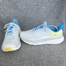 Hoka One One Clifton 9 Men 9.5 D Blue White Running Sneakers 1127895 IWEP ISSUES