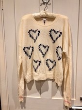 Neu Duffy 100% Elfenbein Kaschmir Pullover mit Herzen Medium