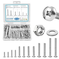 121PCS Nuts and Bolts Assortment Kit, M4 M5 M6 121PCS-M4 M6, Silver