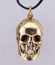 Antique Victorian Skull Pendant Fob  Memento Mori 18k Gilt Silver