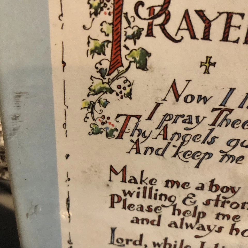 Винтаж (1961) "Молитва за маленького мальчика" от F.W. Ламинированная деревянная табличка Funnell - Изображение 3 из 4
