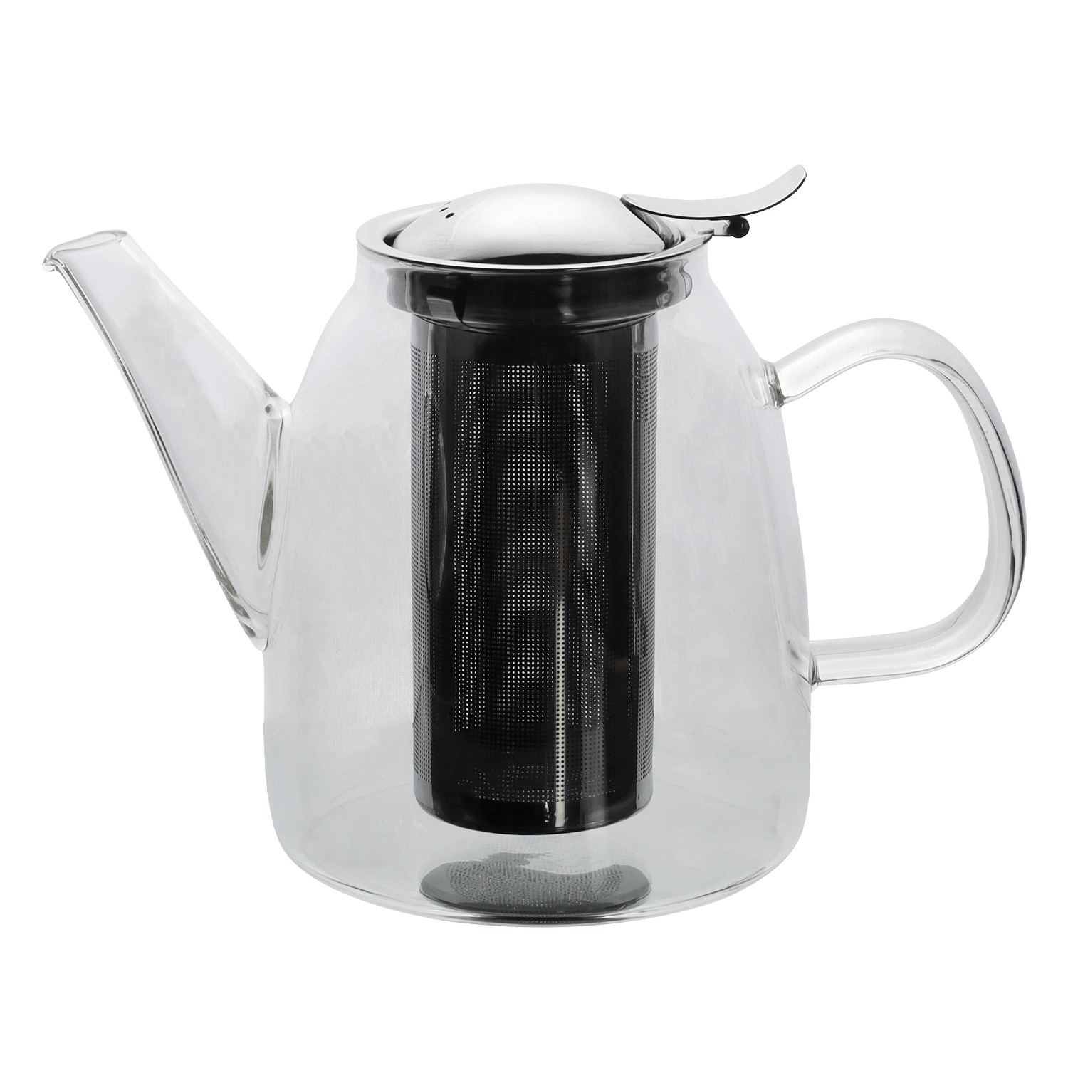 Glass Teapot With Stainless Steel Infuser Lid Long Spout Loose Leaf Clear 800ml