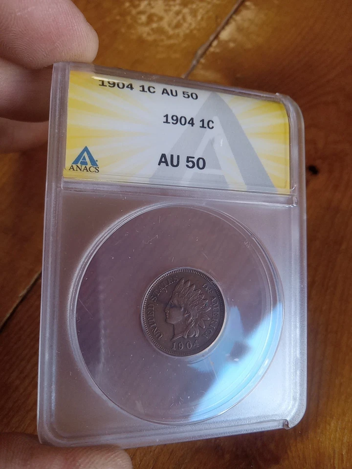 1904 indian head cent Anacs AU 50 - Image 2 of 4