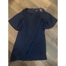 SLNY Navy Blue Jewel Embellished Flutter Sleeve Sheath Dress Size 10