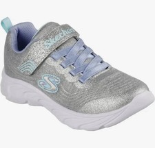 Skechers Girls Dynamic Dash Infinite Shimmer Sneakers Gray, Size 12,2,4 New