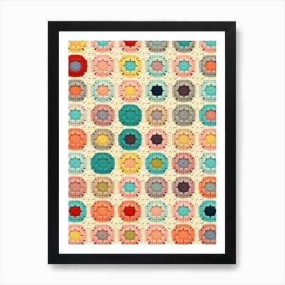 Häkeldecke Material Retro 2 A gerahmtes Wandbild Poster Leinwanddruck Bild