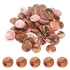 120Pcs Shell Beads for Jewelry Making, Flat Shell Coin, Pink