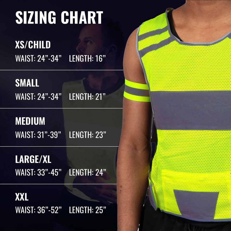 Reflective Running Vest for Women & Men,High Visibility Reflector Vest with 2 Ba - Image 2 of 4