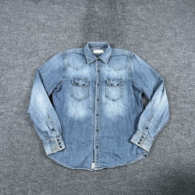 Ralph Lauren Shirt Mens Large Blue Denim Western Snap Long Sleeve Denim & Supply