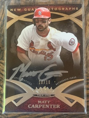 Matt Carpenter 2017 Topps Tier One New Guard Silver Autographs 10/10 SP Cards