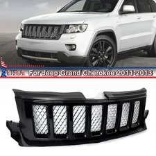Satin Mesh Gloss Black Front Upper Grille Grill For 2011-13 Jeep Grand Cherokee