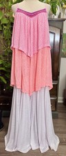 Sz L Tall Peruvian Maxi Dress Tiered Ruffled Layers Embroidered Burnout Cover Up