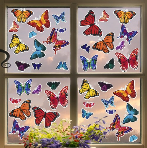 100-Count Static Cling Vinyl Window Decorations, Butterflies (5 Sheets of 20) - Picture 1 of 7