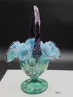 Fenton New Century Collection XXI Opalescent Ruffle HP Basket Signed