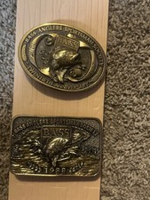 VTG Belt Buckle BASS ANGLERS SPORTSMAN Brass Fish Freshwater Fishing 1988