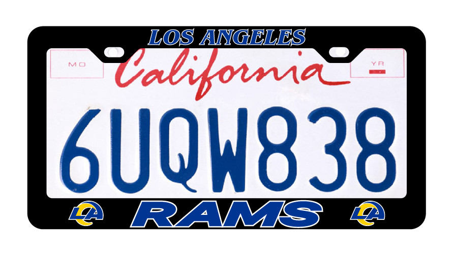 Los Angeles Rams Black License Plate Frame - Custom Made of Powder Coated Metal