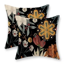 Boho Floral Pillow Covers 20x20 Set of 2, Spring Summer Vintage Flowers Throw...