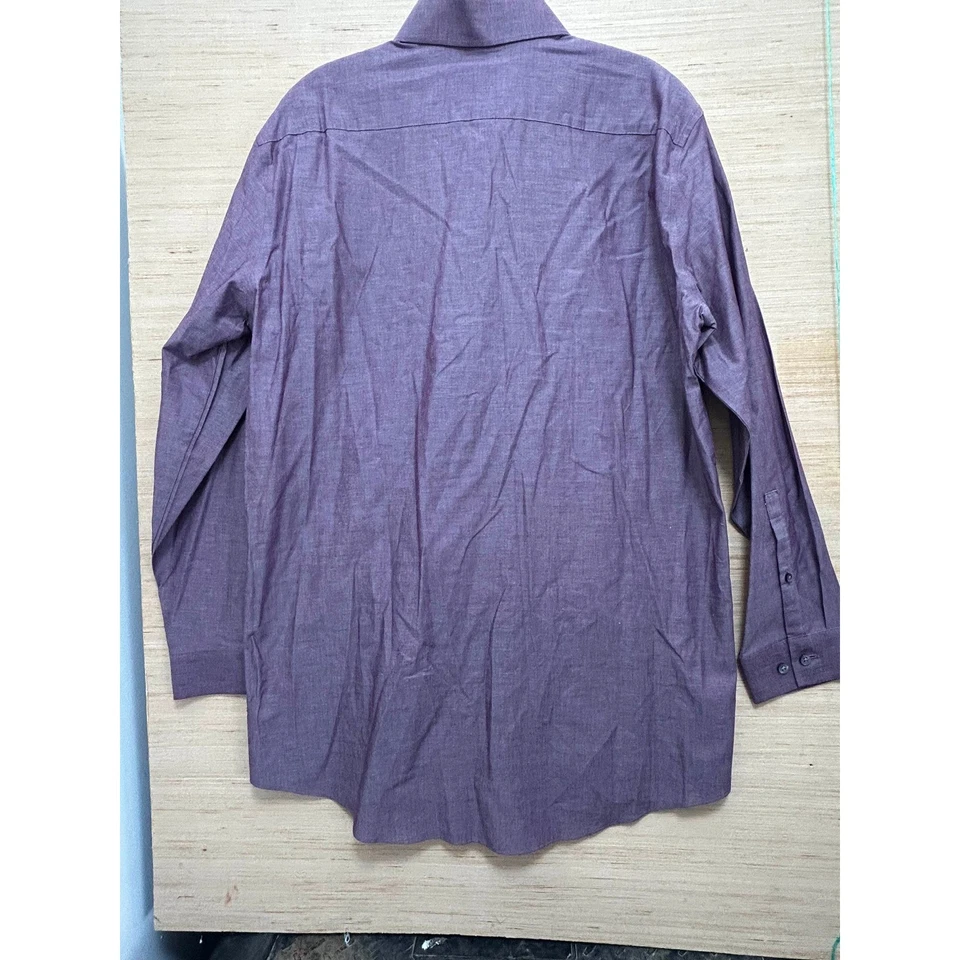 Camisa de vestir J Ferrar para hombre ajustada elástica borgoña manga larga abotonada talla L Foto 3 de 4