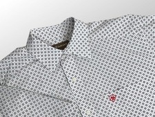 NWOT Ariat Fionn Geometric Print Button Up Short Sleeve Shirt Men M White/Black