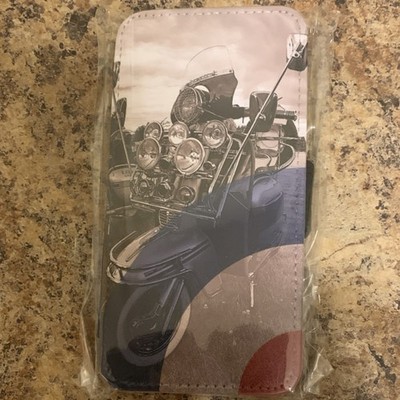 HAPPY CASES Black Patterned Flip Phone Flip Case Cover, Motorcycle Theme
