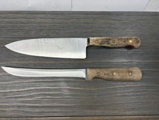 Vintage Chicago Cutlery 2 Pc Knife Set w/ Wood Handles, Chef’s knives C42 66S