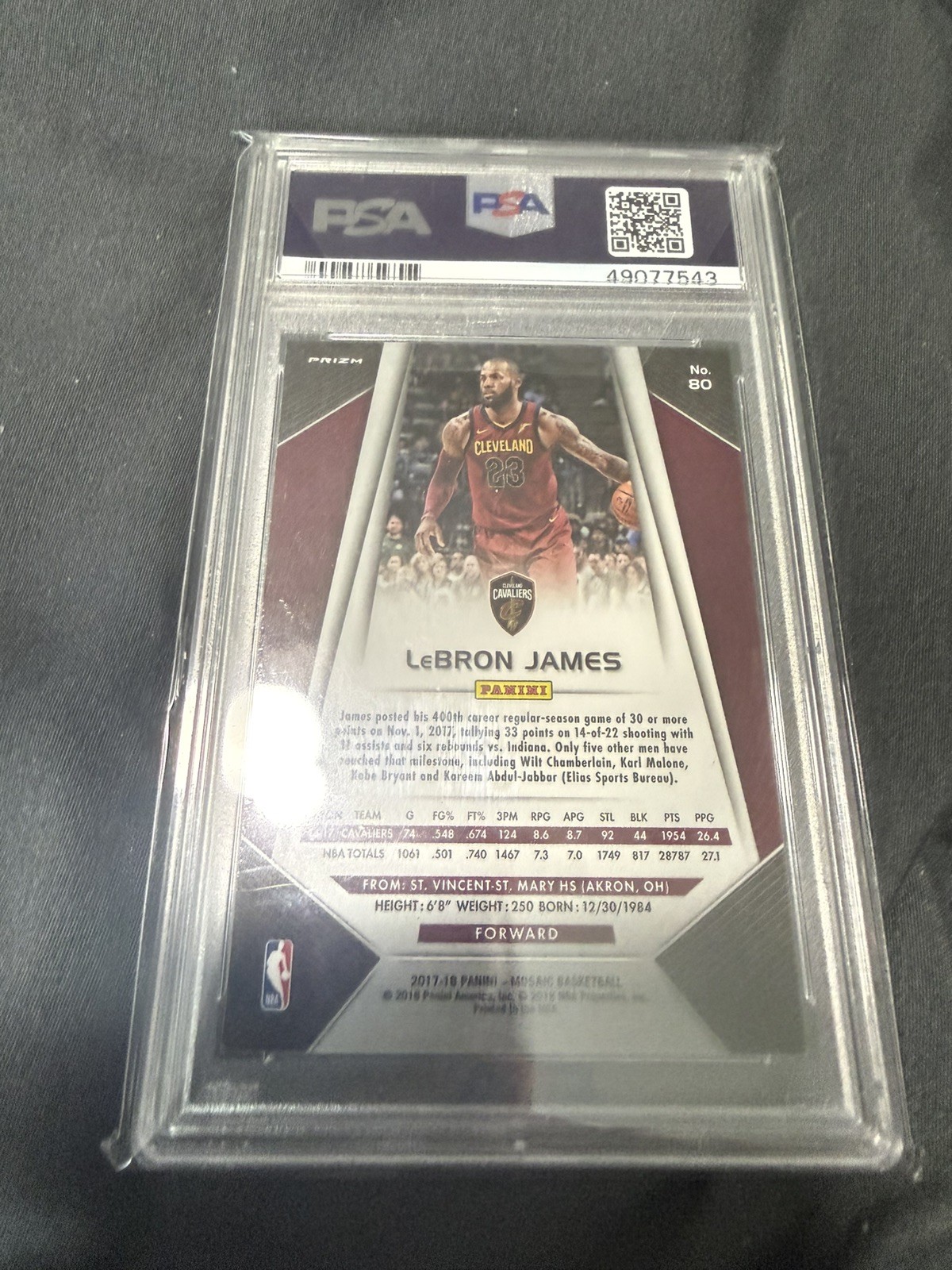 2017 Prizm Mosaic LeBron James Cavs PSA 9