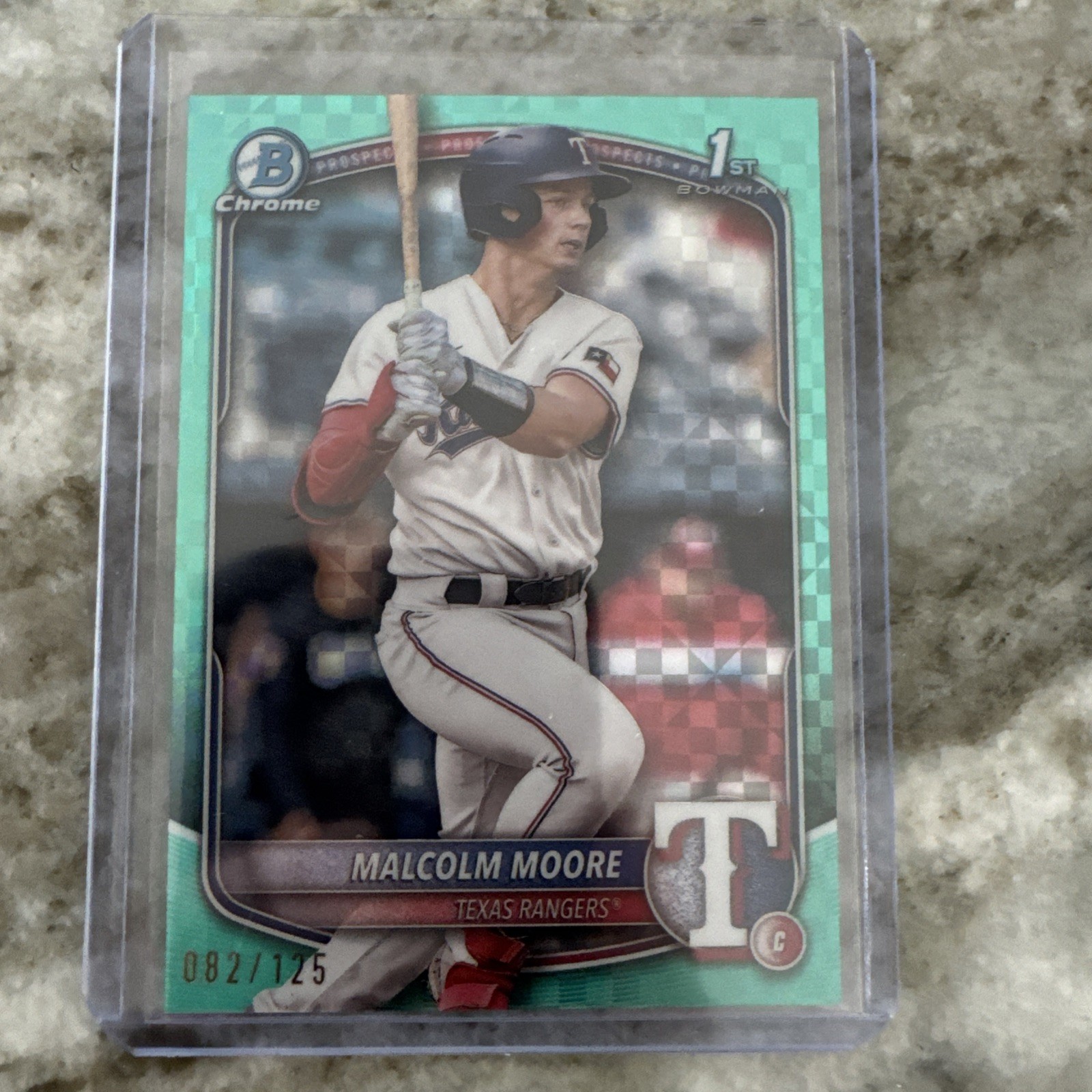 2025 Bowman Malcolm Moore 1st Chrome Aqua X-Fractor /125 Rangers #BCP-129