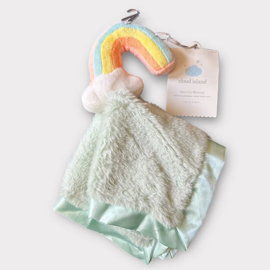 Manta de seguridad verde nube arco iris de felpa Cloud Island juguete Lovey Target Foto 4 de 4