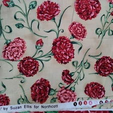 Northcott Fabrics The State Fabric Ohio Red Carnation Cotton Quilt  1/2 Yd