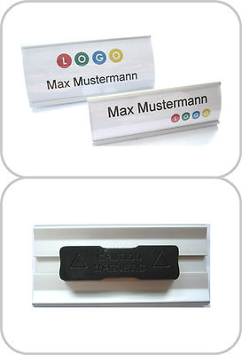 3 x Modisches Namensschild aus eloxiertem Aluminium mit Magnet