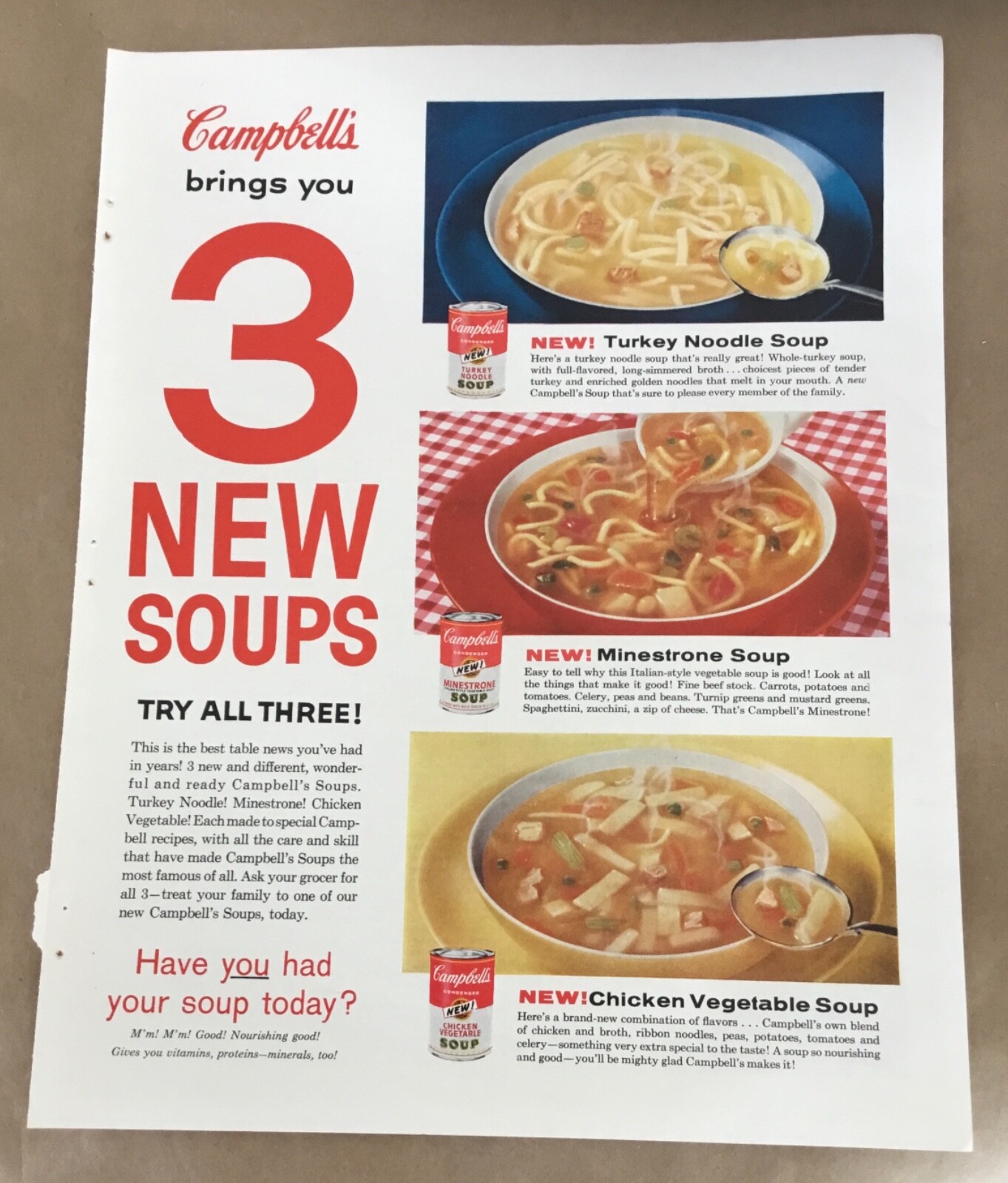 Campbell’s soup 1958 print ad 1950s vintage art retro home decor food 3 New