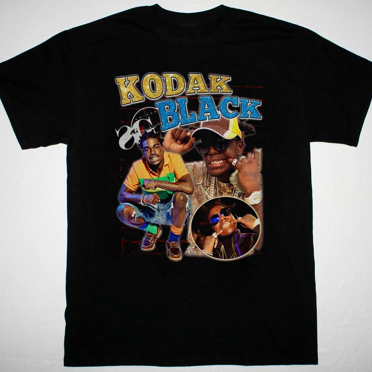 ★KODAK★ Big Logo Cotton Short Sleeve T-Shirt BLACK vtg Kodak Black rapper T-shirt black Short sleeve All Sizes