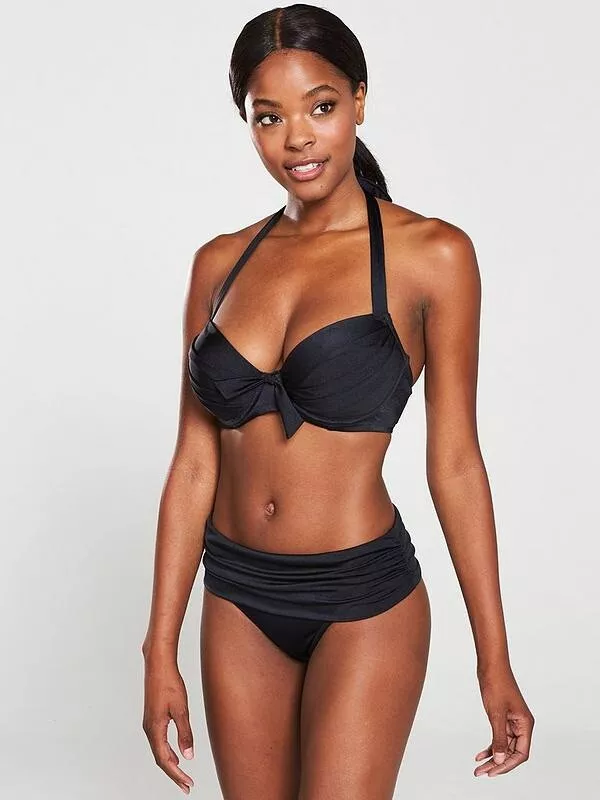 Pour Moi Azure Padded Halter Neck Bow Underwired Clasp Bikini Top
