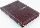RUSSIAN Bible leatherette soft brown embossed cover, zipper, indexes NEW Библия